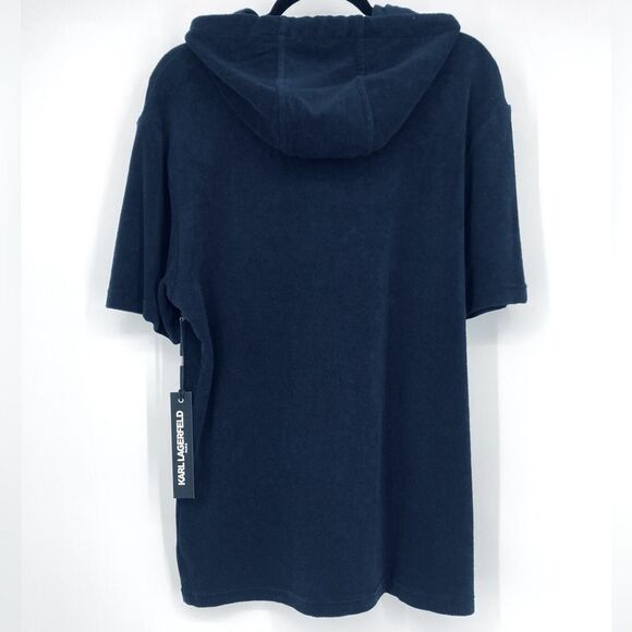NWT Karl Lagerfeld Paris French Terry Navy Blue Hoodie M - Picture 5 of 8